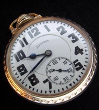 Illinois Bunn Special 60 hour mainspring railroad pocket watch